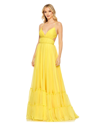 Mac Duggal Empire Waist Tiered Chiffon Gown In Buttercup