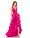 MAC DUGGAL TAFFETA HI-LOW RUFFLE GOWN