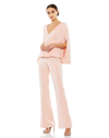 Mac Duggal Long Sleeve Flare Leg Jumpsuit In Pink