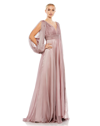 Mac Duggal Whimsical Chiffon Evening Gown In Mocha