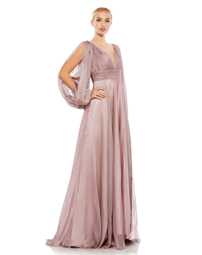 Mac Duggal Whimsical Chiffon Evening Gown In Pink