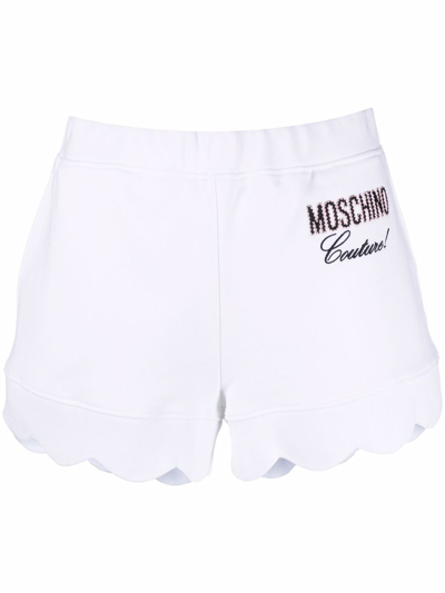 Moschino Scalloped Hemline Shorts In White
