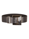 Etro Leather Belt With Maxi Geometric Buckle In Black