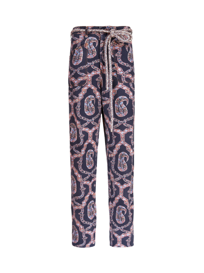 Etro Paisley Denim Trousers In Navy Blue