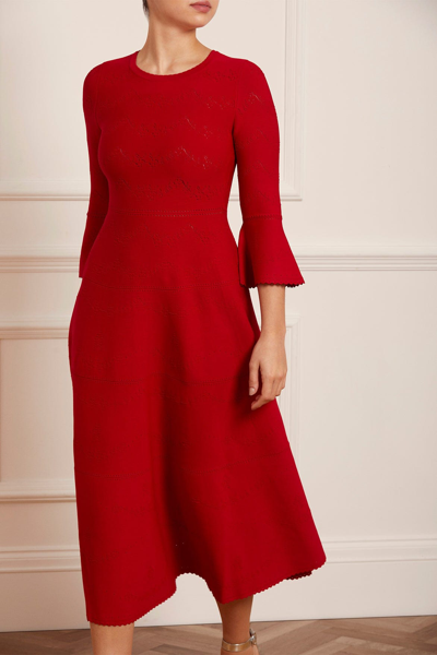 Needle & Thread Pretty Pointelle Knit Ankle Gown In Red