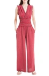 Maxstudio Max Studio Wide Leg Crepe Jumpsuit In Red Med Flourishing Geo