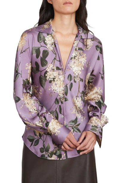 Vince Lilac Bias Long Sleeved Blouse In Plum Night
