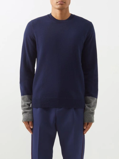 Comme Des Garçons Shirt Colour-block Crew Neck Sweater In Blue