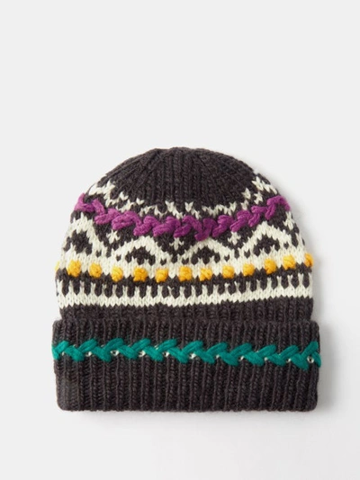 Isabel Marant Crafty Winter Knit Beanie Hat In Faded Night