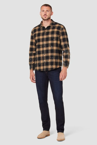 Hudson Check Paint Splatter Shirt In Brown