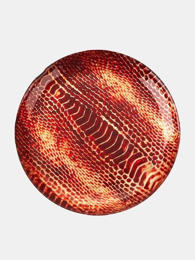 Red Pomegranate Collection Snakeskin Set/4 9" Gilded Glass Side Plates