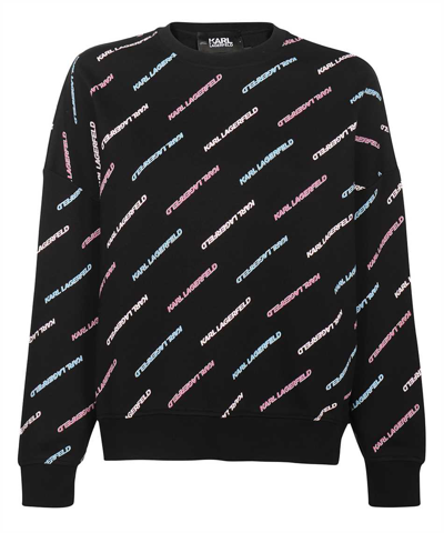 Karl Lagerfeld Aop Future Logo Sweatshirt In Black