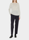 Lafayette 148 Raglan-sleeve Crewneck Cashmere Sweater In Grey Heather