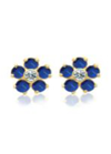 JENNIFER MEYER BLUE SAPPHIRE DIAMOND-CENTER FLOWER EARRINGS