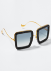 Anna-karin Karlsson Beaming Sky Swarovski Square Acetate Sunglasses In Black Crysta