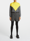 Plan C Colorblock V Intarsia Wool Shirt In Granite Gray Dais