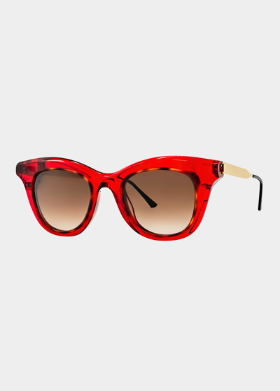 Thierry Lasry Mercy Gradient Acetate & Metal Cat-eye Sunglasses In Red