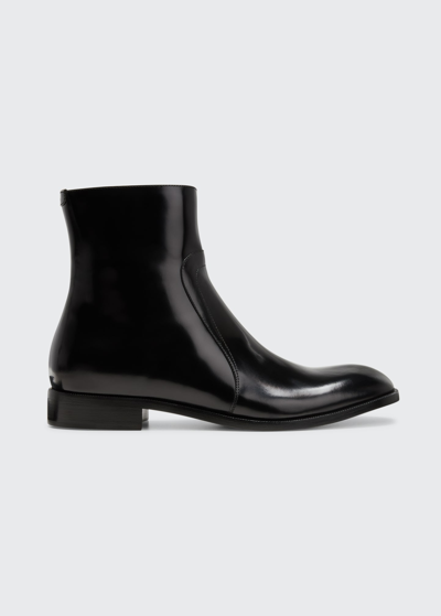 Maison Margiela Men's Leather Zip Ankle Boots In Black