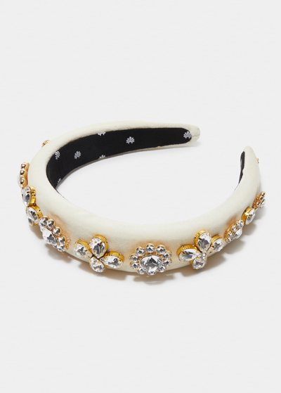 Lele Sadoughi Crystal Embellished Padded Velvet Headband In Ivory