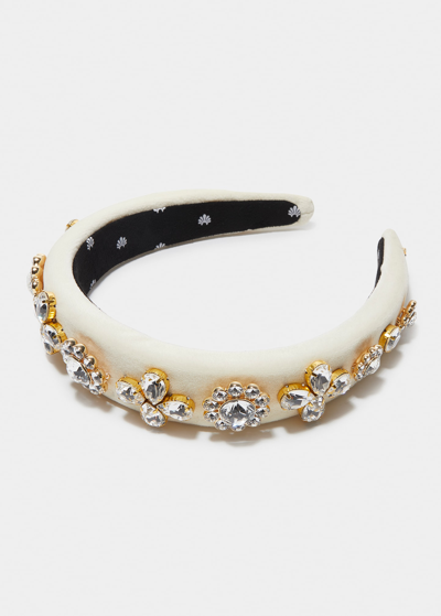 Lele Sadoughi Crystal Embellished Padded Velvet Headband In White