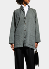 Eskandar Oversize Quilted Mandarin Jacket In Darkolive