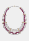 Yutai Modular Necklace In Pink Sapphire And Akoya Pearls In Yg