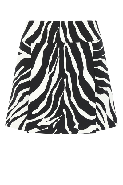 Dolce & Gabbana Zebra Printed Viscose Cady Mini Skirt In White/black