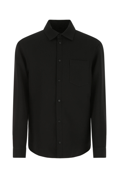 Balenciaga Wool-blend Gabardine Shirt Jacket In Black