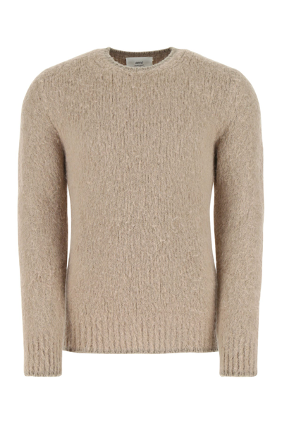 Ami Alexandre Mattiussi Dove Grey Stretch Alpaca Blend Sweater Grey Ami Uomo Xl In Cream