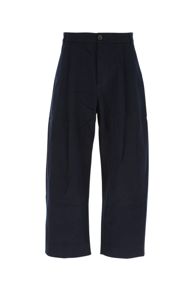 Studio Nicholson Sorte Cropped Cotton-twill Trousers In Blue
