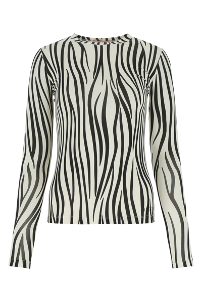 Valentino Zebra Printed Long-sleeved T-shirt In Bianco