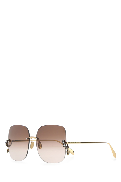 Alexander Mcqueen Gold Metal Sunglasses  Gold  Donna Tu In Brown