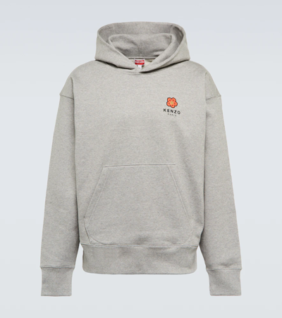 Kenzo Boke Flower Stretch-cotton Hoodie In Pale Grey