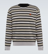 Kenzo Floral-embroidered Striped Jumper In Misty Grey