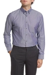 Nordstrom Trim Fit Non-iron Royal Oxford Solid Button-down Dress Shirt In Navy Blazer - White Oxford