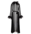 Oseree Plumage Feather-trimmed Chiffon Robe In Black