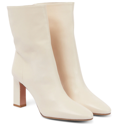 Aquazzura Manzoni Leather Ankle Boots In Ivory