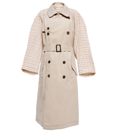Maison Margiela Belted Checked Cotton-blend Twill And Gabardine Trench Coat In Beige