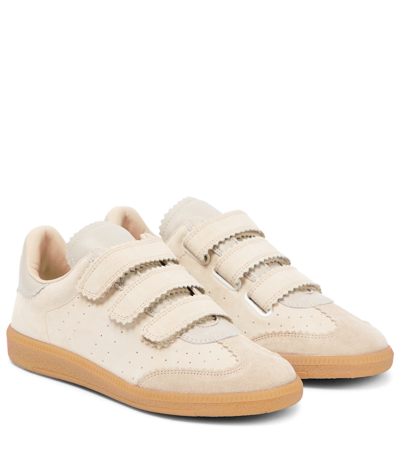 Isabel Marant Beth Velcro Suede Sneakers In Ecru