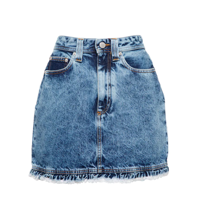 Alessandra Rich Acid-wash Denim Skirt In Blue