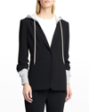 Cinq À Sept Khloe Womens Drawstring Business One-button Blazer In Black/heather