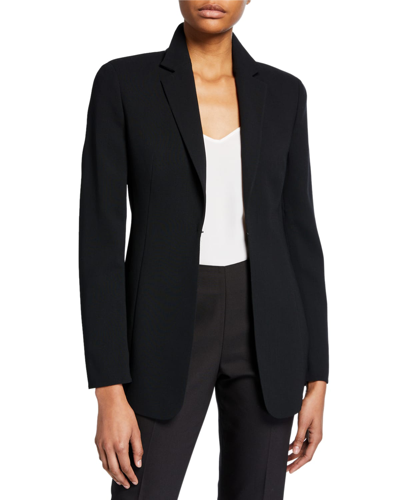 Akris Odette Long Wool Blazer Jacket In Black