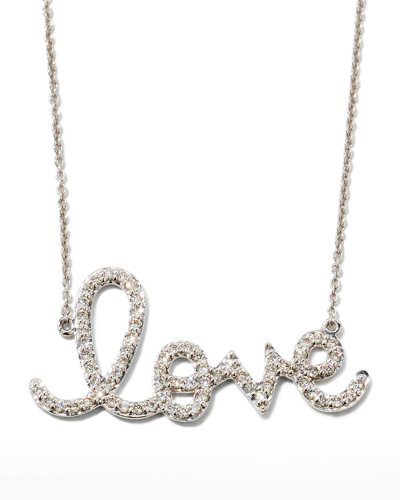Sydney Evan Large 14k Yellow Gold & Diamond Love Necklace In White Gold