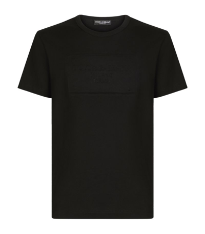 Dolce & Gabbana Cotton T-shirt With Embossed Logo In Black