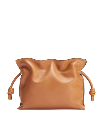 Loewe Mini Leather Flamenco Clutch Bag In Beige