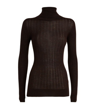 Johnstons Of Elgin Cashmere Rollneck Sweater In Brown