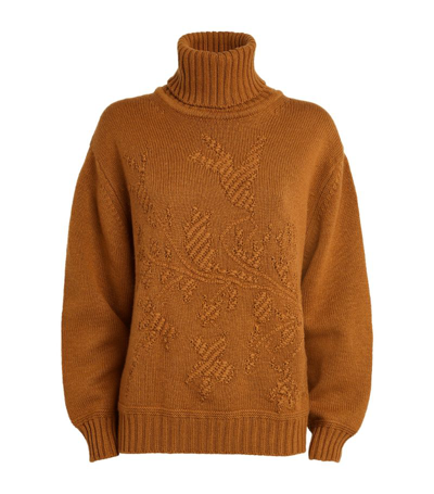 Johnstons Of Elgin Cashmere Rollneck Sweater In Brown