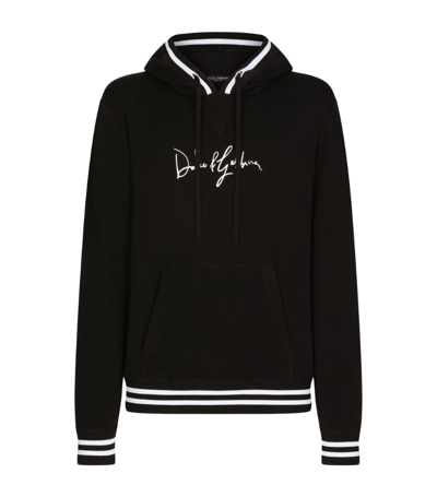 Dolce & Gabbana Wool Hoodie With Embroidery In Multicolor