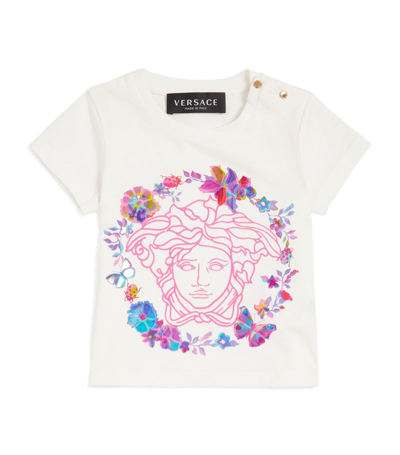 Young Versace Babies' Versace Kids Cotton Floral Medusa T-shirt (6-36 Months) In White
