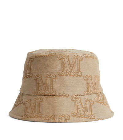 Max Mara Brenta Jacquard Cotton Bucket Hat In Light Brown